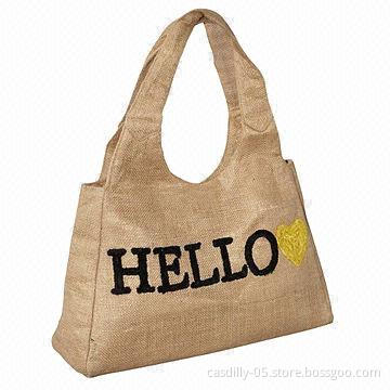 Bust Bag, Made of Jute Fabric with Embroidery